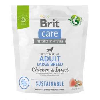 BRIT Care Sustainable, Digest & Relax, L-XL, Pui și Insecte, Hrană Uscată Câini, Sistem Digestiv, 1kg