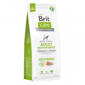 BRIT Care Sustainable, Digest & Relax, M, Pui și Insecte, Hrană Uscată Câini, Sistem Digestiv, 12kg