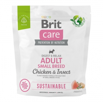 BRIT Care Sustainable Adult Small Breed, XS-S, Pui și Insecte, hrană uscată câini, sistem digestiv, 1kg 1kg imagine 2022