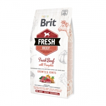 BRIT Fresh Bones & Joints Junior L-XL, Vită cu Dovleac, hrană uscată conținut redus cereale câini junior, 2.5kg 2.5kg imagine 2022