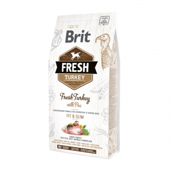 BRIT Fresh Fit & Slim Adult S-XL, Curcan cu Mazăre, hrană uscată conținut redus cereale câini, managemetul greutății, 2.5kg 2.5kg imagine 2022