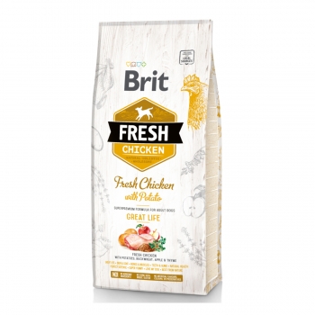 BRIT Fresh Great Life Adult S-XL, Pui cu Cartof, hrană uscată conținut redus cereale câini, 12kg 12kg imagine 2022