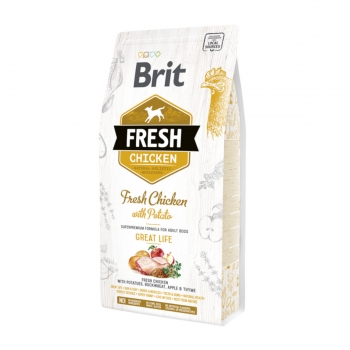 BRIT Fresh Great Life Adult S-XL, Pui cu Cartof, hrană uscată conținut redus cereale câini, 2.5kg