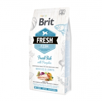 BRIT Fresh Muscles & Joints Adult L-XL, Pește Cu Dovleac, Hrană Uscată Conținut Redus Cereale Câini, 2.5kg