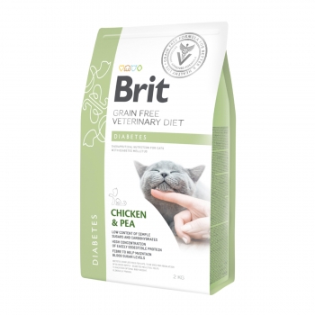 BRIT GF Veterinary Diet Diabetes, Pui Cu Mazăre, Dietă Veterinară Pisici, Hrană Uscată Fără Cereale, Afecțiuni Metabolice (diabet), 2kg