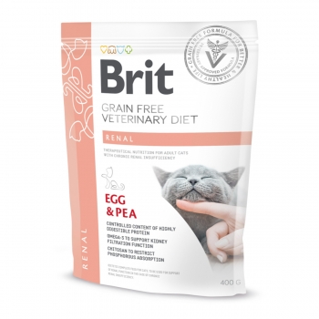 BRIT GF Veterinary Diet Renal, Ou și Mazăre, dietă veterinară pisici, hrană uscată fără cereale, afecțiuni renale, 400g Brit Veterinary Diets imagine 2022
