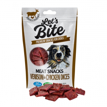 BRIT Let’s Bite Meat Snacks Venison & Chicken Dices, Vânat și Pui, recompense fără cereale câini, cuburi de carne, 80g 80g imagine 2022