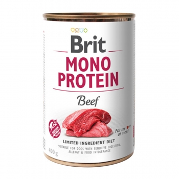 BRIT Mono Protein, Vită, conservă hrană umedă monoproteică fără cereale câini, (pate), 400g