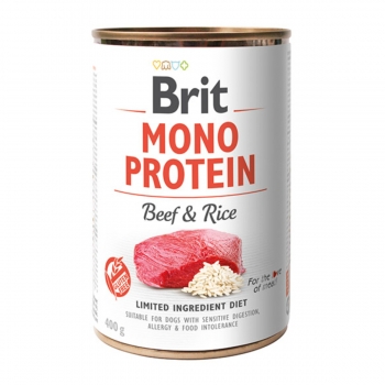 BRIT Mono Protein, Vită cu Orez brun, conservă hrană umedă monoproteică conținut redus cereale câini, (pate), 400g (pate) imagine 2022