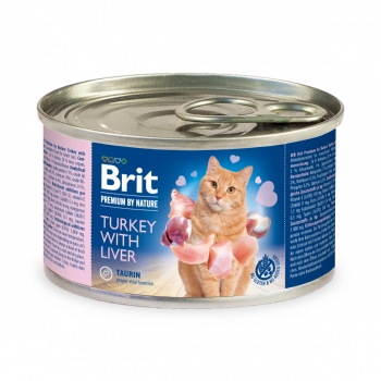 BRIT Premium By Nature, Curcan și Ficat, conservă hrană umedă fără cereale pisici, (pate), 200g (conserva) imagine 2022