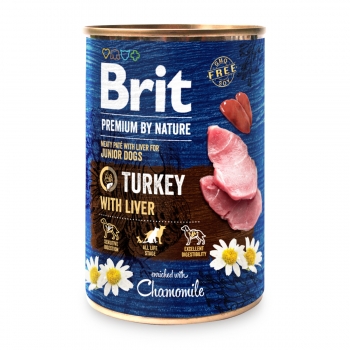 BRIT Premium By Nature Junior, Curcan și Ficat, conservă hrană umedă fără cereale câini, (pate), 800g (pate) imagine 2022