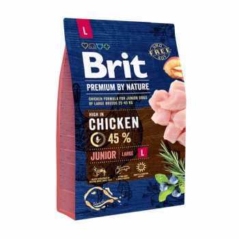 BRIT Premium By Nature Junior Large Breed, L, Pui, hrană uscată câini junior, 3kg 3kg imagine 2022