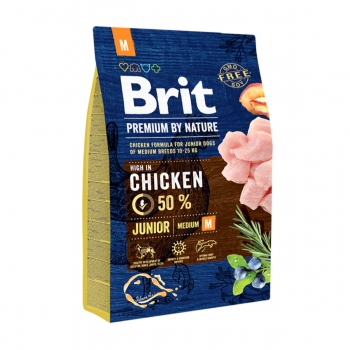 BRIT Premium By Nature Junior Medium Breed, M, Pui, hrană uscată câini junior, 3kg
