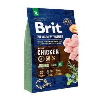 BRIT Premium By Nature Junior Giant Breed, XL, Pui, hrană uscată câini junior, 3kg 3kg