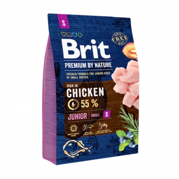 BRIT Premium By Nature Junior Small Breed, XS-S, Pui, hrană uscată câini junior, 3kg