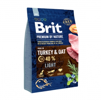 BRIT Premium By Nature Light, Curcan cu Ovăz, hrană uscată câini, managementul greutății, 3kg 3kg imagine 2022