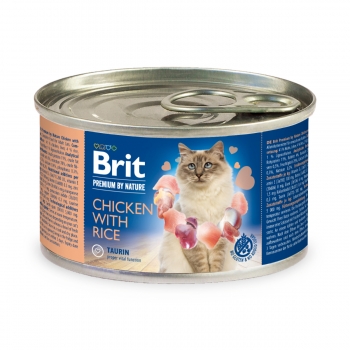 BRIT Premium By Nature, Pui cu Orez, conservă hrană umedă monoproteică conținut redus cereale pisici, (pate), 200g (conserva) imagine 2022