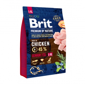 BRIT Premium By Nature Senior Large Breed, L-XL, Pui, hrană uscată câini senior, 3kg 3kg imagine 2022