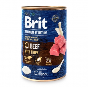 BRIT Premium By Nature, Vită și Burtă, conservă hrană umedă fără cereale câini, (pate), 400g