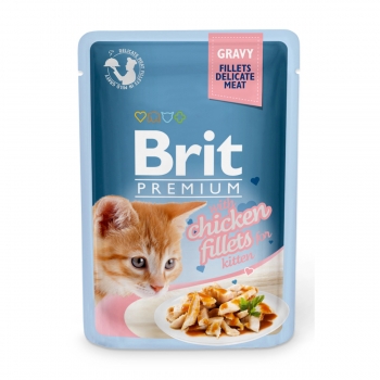 BRIT Premium Kitten, File Pui, plic hrană umedă pisici junior, (în sos), 85g (în