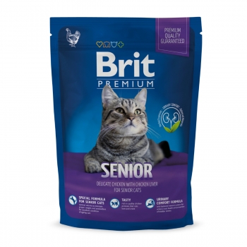 BRIT Premium Senior, Pui, hrană uscată pisici senior, 800g