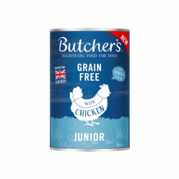BUTCHER’S Original, XS-XL, Pui, conservă hrană umedă fără cereale câini junior, (în aspic), 400g (în imagine 2022