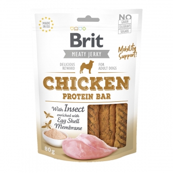 BRIT Jerky Chicken Protein Bar, recompense câini, Batoane proteice Pui, 80g Brit imagine 2022