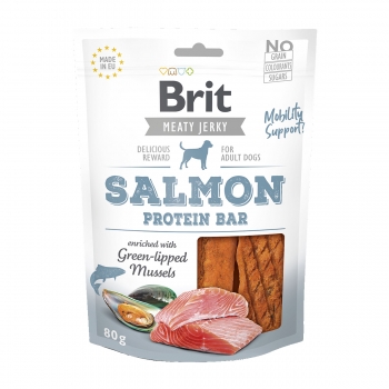 BRIT Jerky Salmon Protein Bar, recompense cÃ¢ini, Batoane proteice Somon, 80g
