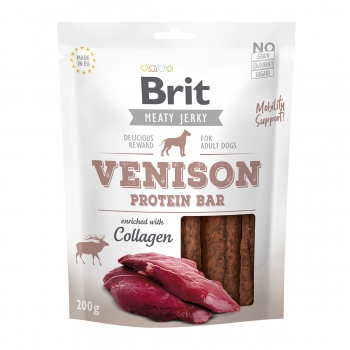 BRIT Jerky Venison Protein Bar, recompense câini, Batoane proteice Vânat, 200g 200g imagine 2022