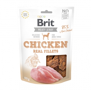 BRIT Jerky Chicken Fillets, recompense câini, File deshidratat Pui, 80g 80g imagine 2022