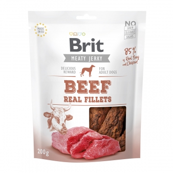 BRIT Jerky Beef Fillets, recompense câini, File deshidratat Vită, 200g 200g imagine 2022