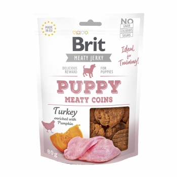 BRIT Jerky Puppy Turkey Meaty Coins, recompense câini junior, Banuti Rondele carne Curcan, 80g 80g imagine 2022