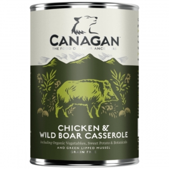 CANAGAN Chicken&Wild Boar Casserole, XS-XL, Pui și Mistreț, conservă hrană umedă fără cereale câini junior & adult, (în supă), 400g (în imagine 2022
