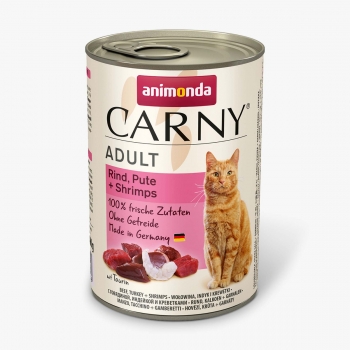 CARNY Vită, Curcan și Creveți, conservă hrană umedă fără cereale pisici, (în aspic), 400g (în