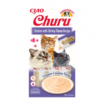 CIAO Churu Pure, Pui și Creveti, Recompense lichide fara cereale Pisici, topping cremos, 14g x 4 Ciao imagine 2022