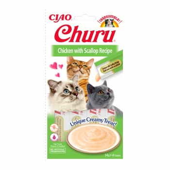 CIAO Churu Pure, Pui și Scoici, Recompense lichide fara cereale Pisici, topping cremos, 14g x 4 Ciao imagine 2022