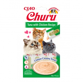CIAO Churu Pure, Ton și Pui, Recompense fara cereale Pisici, topping cremos, 14g x 4 Ciao imagine 2022