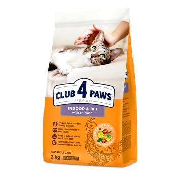 CLUB 4 PAWS Indoor, Găină, hrană uscată pisici, 2kg 2kg imagine 2022