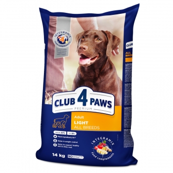 CLUB 4 PAWS Premium Light, XS-XL, Pui, hrană uscată câini, obezitate, 14kg (obezitate