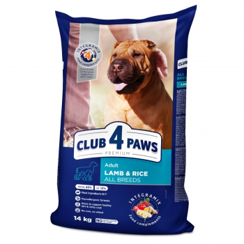 CLUB 4 PAWS Premium, XS-XL, Miel și Orez, hrană uscată câini, alergii, 14kg 14kg
