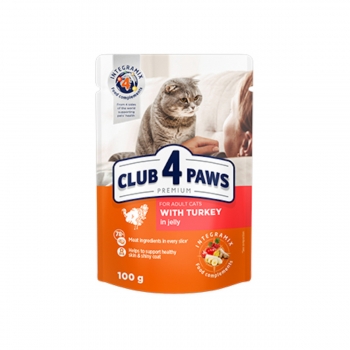 CLUB 4 PAWS Premium, Curcan, plic hrană umedă pisici, (în aspic), 80g (în imagine 2022