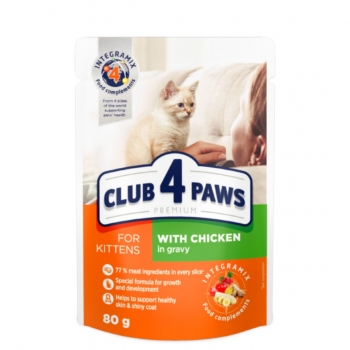CLUB 4 PAWS Premium Kitten, Pui, plic hrană umedă pisici junior, (în sos), 80g (în imagine 2022