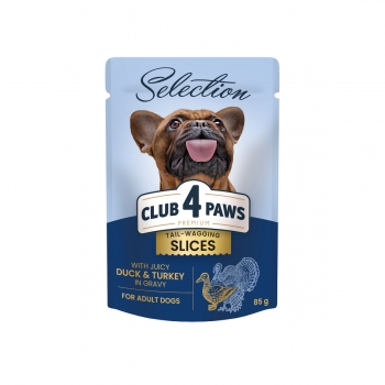 CLUB 4 PAWS Premium Plus Selection, XS-S, Rață și Curcan, plic hrană umedă câini, (în sos), 85g (în imagine 2022
