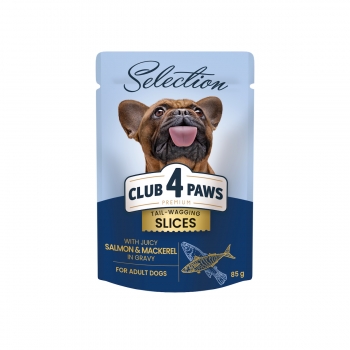 CLUB 4 PAWS Premium Plus Selection, XS-S, Somon și Macrou, plic hrană umedă câini, (în sos), 85g (în imagine 2022