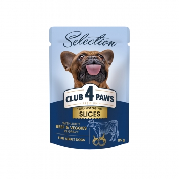 CLUB 4 PAWS Premium Plus Selection, XS-S, Vită și Legume, plic hrană umedă câini, (în sos), 85g (în imagine 2022