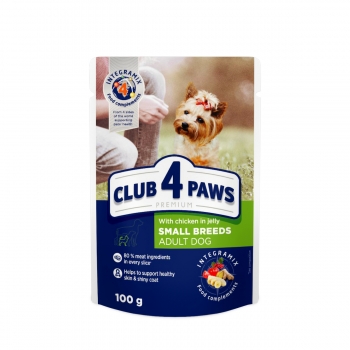 CLUB 4 PAWS Premium, Pui, plic hrană umedă câini, (în aspic), 100g