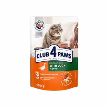 CLUB 4 PAWS Premium, Rață, plic hrană umedă pisici, (în sos), 100g (în imagine 2022