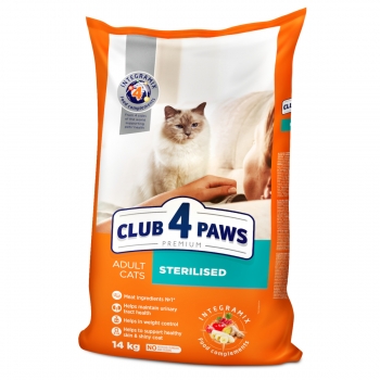 CLUB 4 PAWS Premium Sterilised, Pui, hrană uscată pisici sterilizate, 14kg 14kg imagine 2022