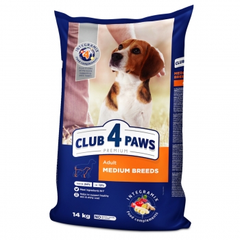 CLUB 4 PAWS Premium, M, Pui, hrană uscată câini, 14kg 14kg
