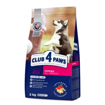 CLUB 4 PAWS Premium Puppies All Breeds, XS-XL, Pui, hrană uscată câini junior, 2kg 2kg